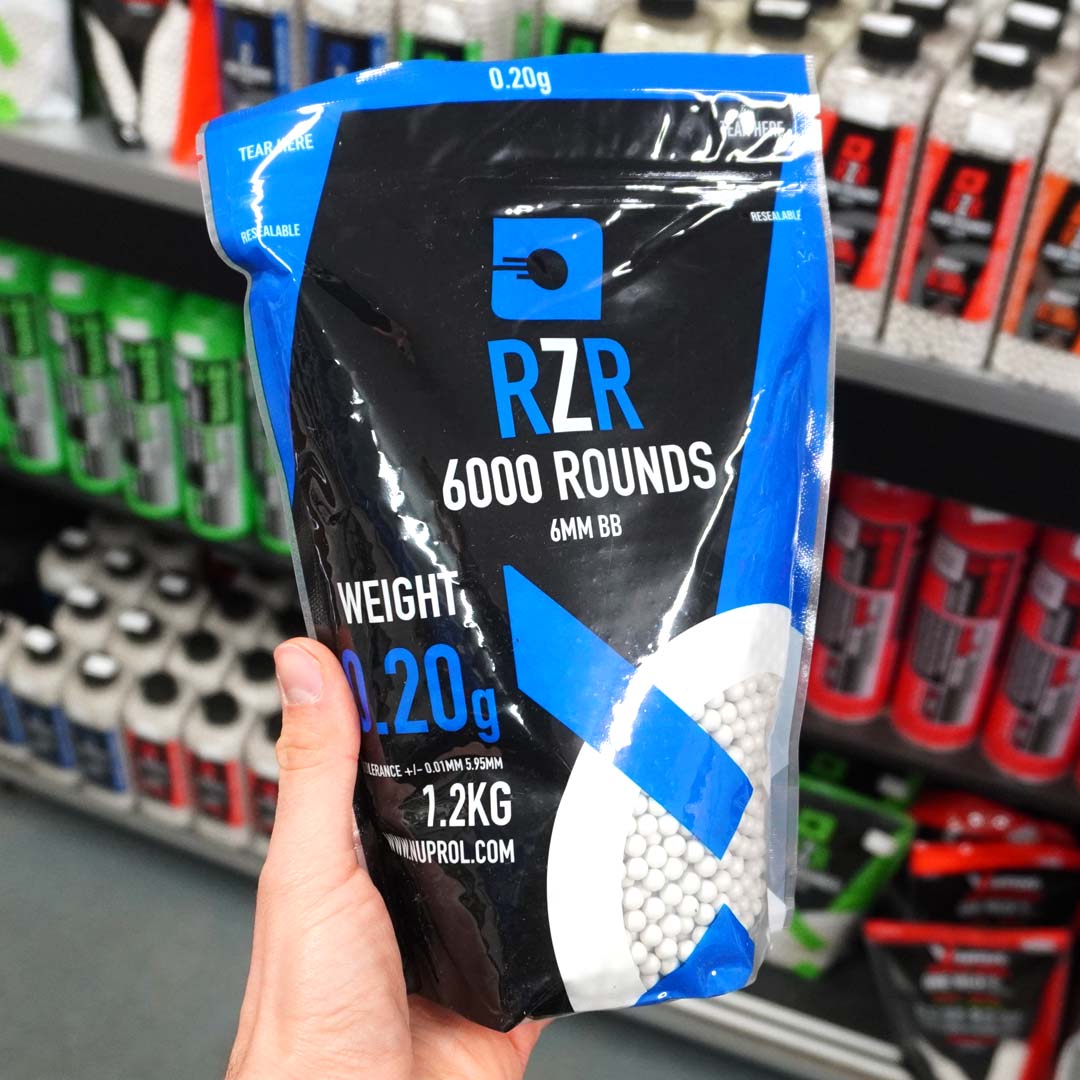 rzr 6000 round 6mm 0.20g bag of bbs 1.2kg hand held
