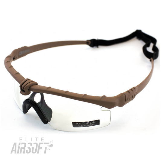 Nuprol Battle Pros Protective Eyewear | Tan w/Clear Lens